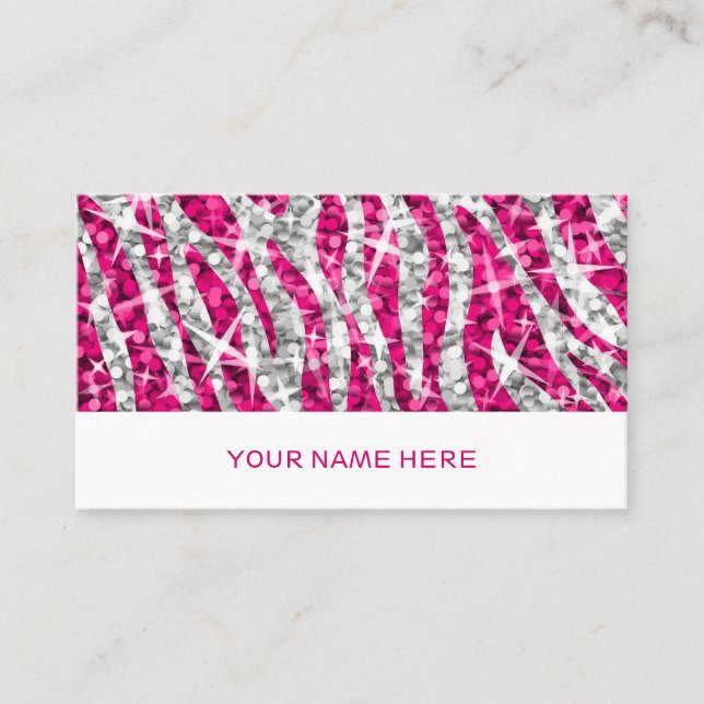 Glitz Zebra Rosa affärskort white Visitkort (Framsida)