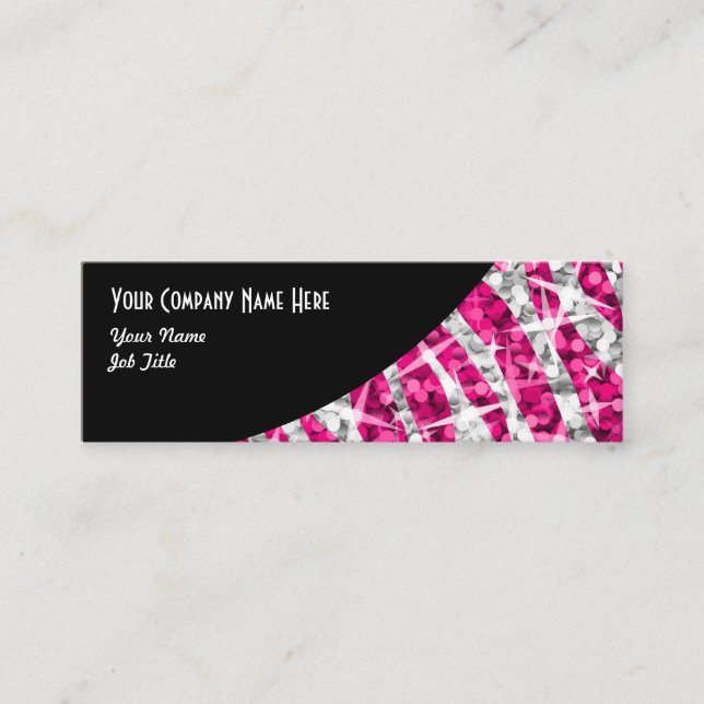 Glitz Zebra Rosa Black Curve smala Mini Visitkort (Framsida)