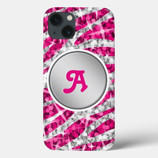 Glitz Zebra Rosa print monogram silver (Baksida)