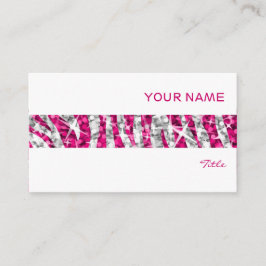 Glitz Zebra Rosa rand affärskort vit Visitkort