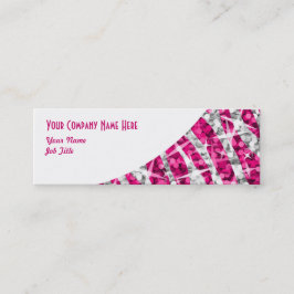 Glitz Zebra-Rosa, vit kurva, smala Mini Visitkort