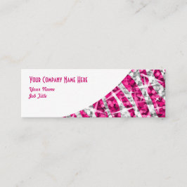Glitz Zebra-Rosa, vit kurva, smala Mini Visitkort