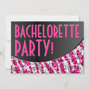 Glitz Zebra-Rosans svarta kurva "Bachelorette Part Inbjudningar