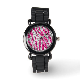 Glitz Zebra-Rosans tryckbevakning Armbandsur
