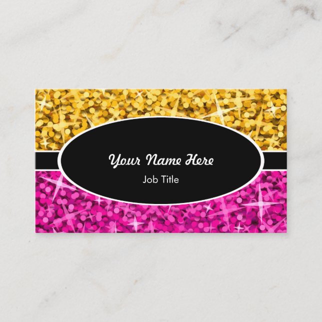 Glitzblandning svart oval visitkort "för guld-" (Framsida)