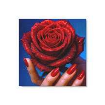 Glitzernde Rote Rose mit Passenden Nägeln