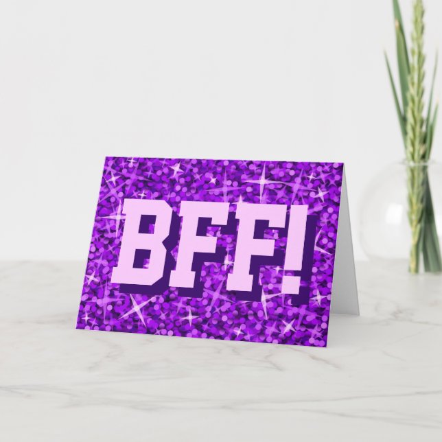 Glitzlila BFF!", "Grattis på födelsedagen" kort (Framsida)