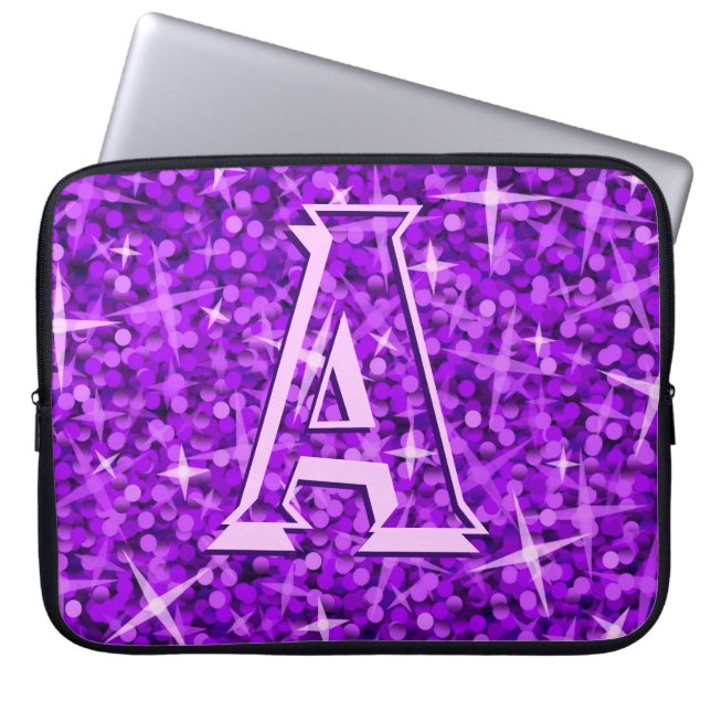 Glitzlila laptop sleeve 15 för monogram" flytta (Framsidan)