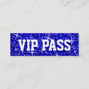 Glitzmörk - blått "VIP PASSERAR" visitkortsmala Mini Visitkort