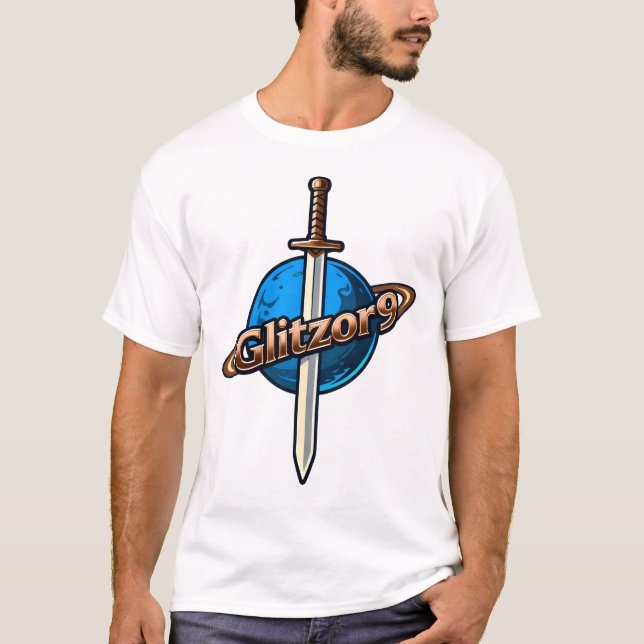 Glitzor9 Crest: Svärd & Ringar Logo T-Shirt (Framsida)