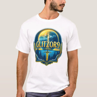 Glitzor9 Skyline-märke — Planet & Blade-emblem T Shirt