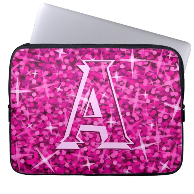 Glitzrosa laptop sleeve 13 för monogram" flytta (Framsidan)