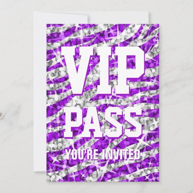 Glitzsebran "VIP PASSERAR" inbjudan (Framsida)