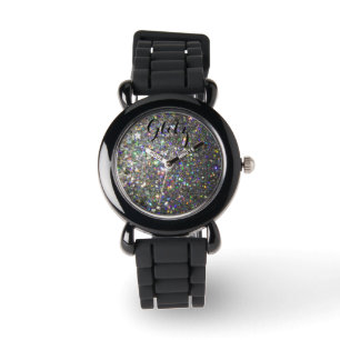 Glitzsilver och Hologramglitterklocka! Armbandsur