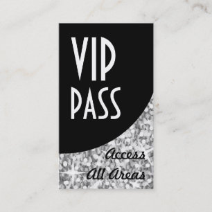 Glitzsilver "VIP passerar" svart buktar Visitkort