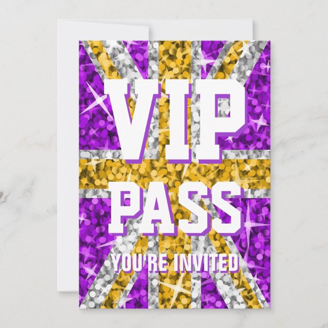 GlitzUK-guld "VIP PASSERAR" inbjudan (Framsida)