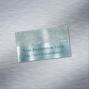 Glitzy Aqua Silver Gnistra Magnetiska Visitkort