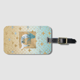 Glitzy Aqua Sjöjungfru Blue Guld Gnistra Glitter Bagagebricka