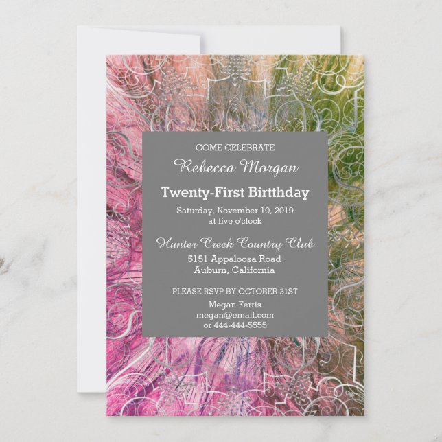 Glitzy Birthday-inbjudan till färgfull Chic Inbjudningar (Framsida)