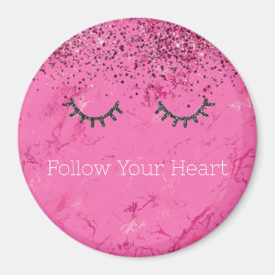 Glitzy Black Eyelash Rosa Marble Glitter Magnet