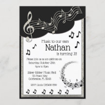Glitzy Black & White Musik noter Birthday