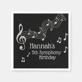 Glitzy Black & White Musik noter Birthday Pappersservett