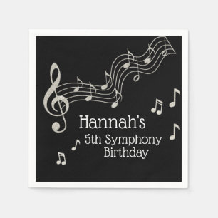 Glitzy Black & White Musik noter Birthday Pappersservett
