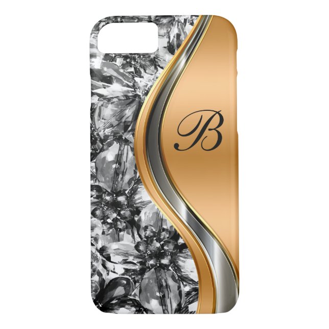 Glitzy Bling Monogramstil Case-Mate iPhone Skal (Baksida)
