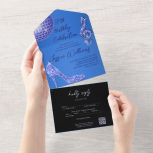 Glitzy Blue & Black 30års födelsedag QR-kod