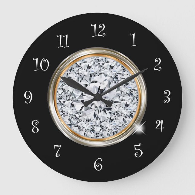 Glitzy Classy Faux Digital Diamond Wall Clocks Stor Klocka (Framsida)