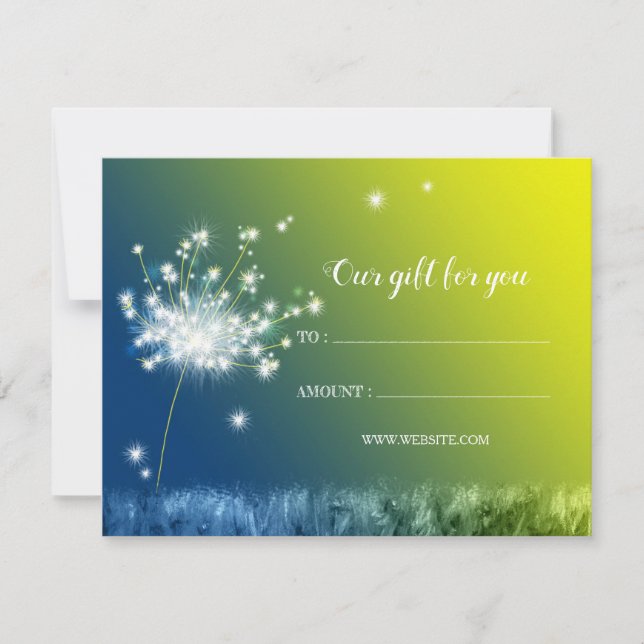 Glitzy Dandelion Business Gift-certifikat (Framsida)