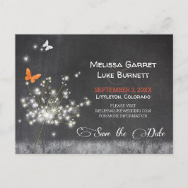 Glitzy Dandelion Chalkboard Bröllop spara datum Vykort