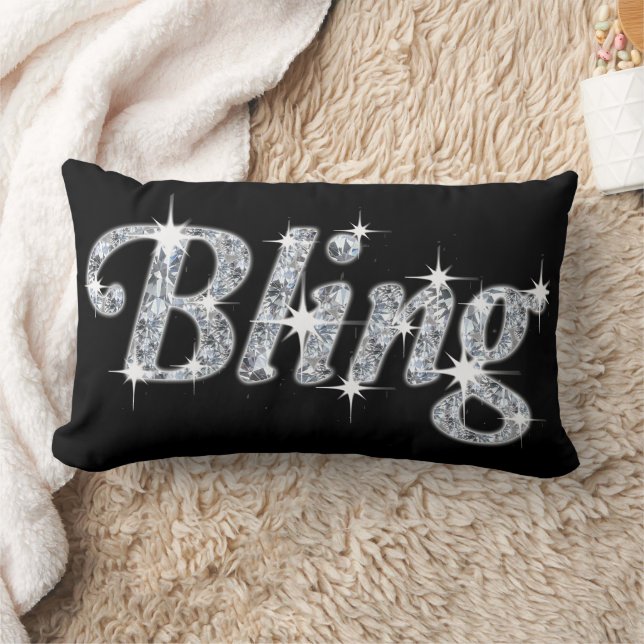 Glitzy diamonds gnistra faux glitter bling text lumbarkudde (Filt)