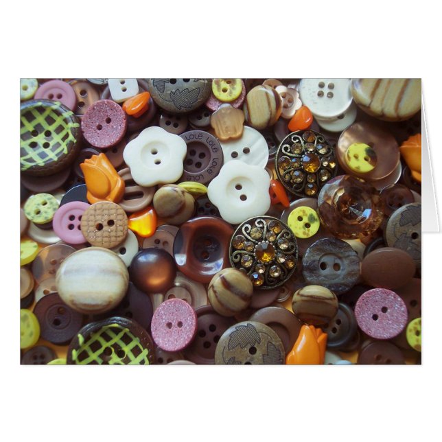 Glitzy Earth Tone Buttons Hälsningskort (Framsidan Horizontal)
