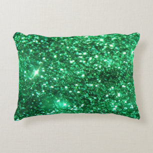 Glitzy Emerald Grönt Glitter Prydnadskudde