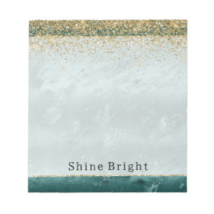 Glitzy Emerald Grönt Ombre Marble Guld Glitter Anteckningsblock