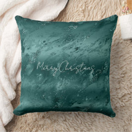 Glitzy Emerald Grönt Ombre Marble Kudde