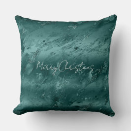 Glitzy Emerald Grönt Ombre Marble Kudde