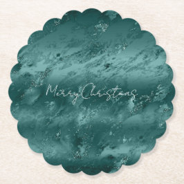 Glitzy Emerald Grönt Ombre Marble Underlägg Papper