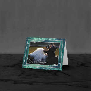 Glitzy Foil   Foto av Seafoam Grönt Aqua Gnistra Tack Kort