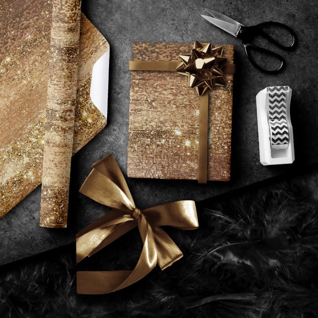 Glitzy Foil | Golden Bronze Copper Faux-Gnistra Presentpapper (Skapare uppladdad)