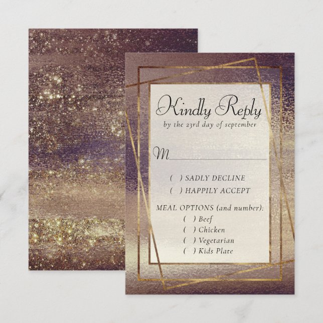 Glitzy Foil | Golden Bronze Copper Gnistra Entree OSA Kort (Fram/baksida)
