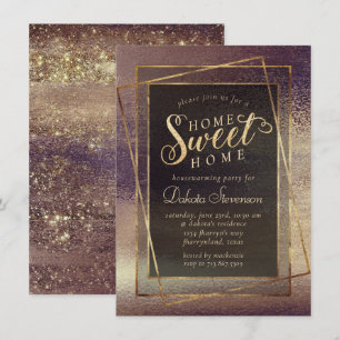 Glitzy Foil Golden Bronze Copper Houseuppvärmnin Inbjudningar