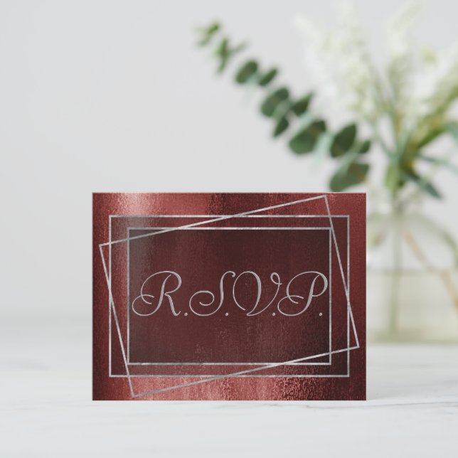 Glitzy Foil | Henna Crimson Red Faux Glitter OSA Inbjudan Vykort (Stående Fram)
