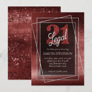 Glitzy Foil   Henna Crimson Red Glam 21 och Legal Inbjudningar