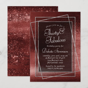 Glitzy Foil   Henna Crimson Red Glitter Birthday Inbjudningar