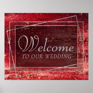 Glitzy Foil Henna Crimson Red Gnistra Välkommen Poster