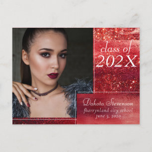Glitzy Foil Henna Crimson Red Photo Tack Vykort