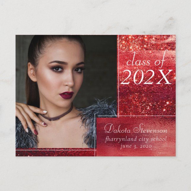 Glitzy Foil | Henna Crimson Red Photo Tack Vykort (Framsida)