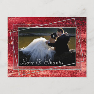 Glitzy Foil Henna Crimson Red Photo Tack Vykort